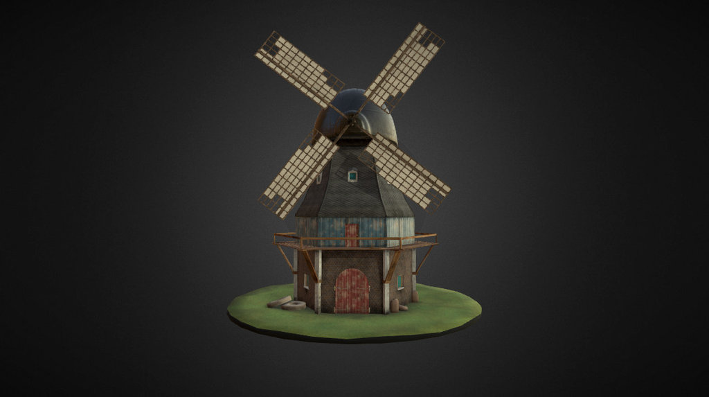 Created with Blender and Substance Painter - Windmill (Download) - Download Free 3D model by DerMische 3d model