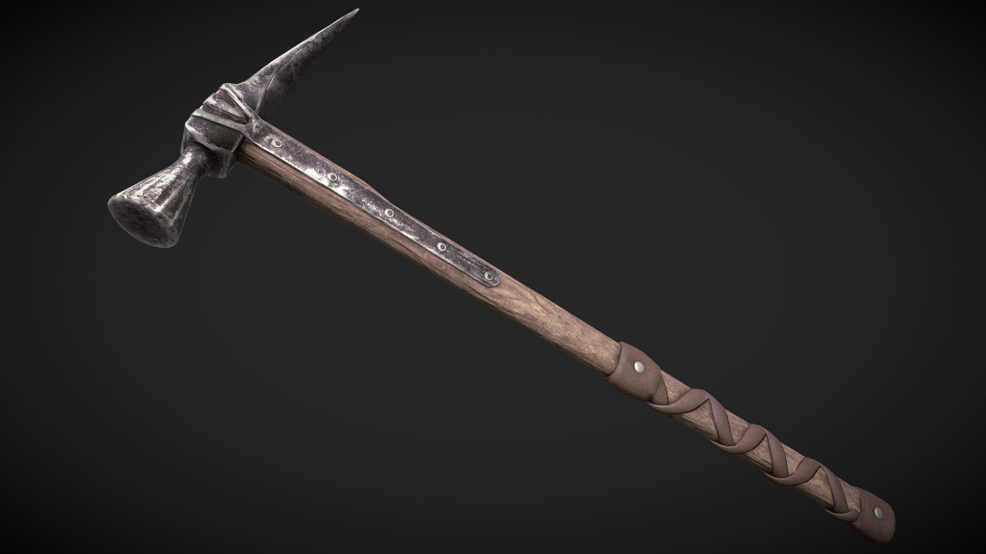 Medieval war hammer made with blender 2.90.1 and substance painter for first person medieval combat 3d model