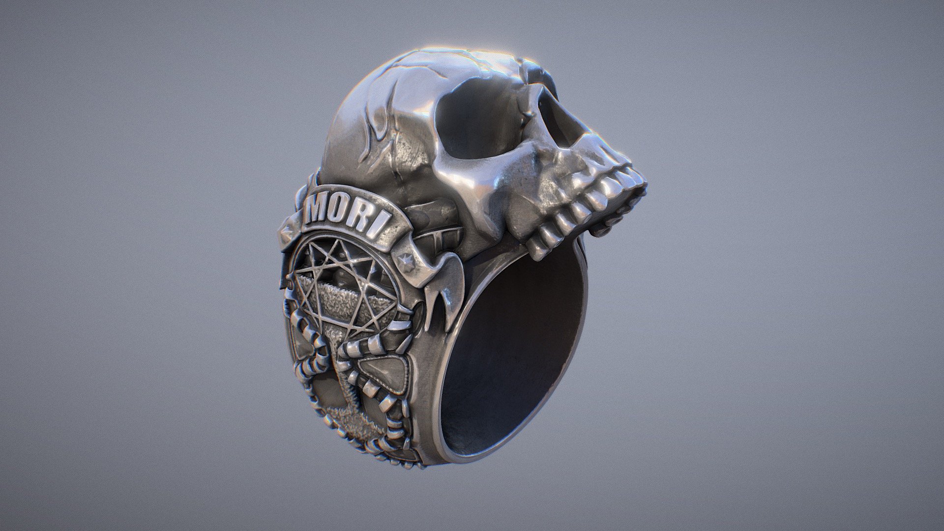 a ring i once sculpted in zbrush, 3d printed it on a solidscape 3d printing machine  &amp; then cast in silver - Memento Mori Skull Ring - Buy Royalty Free 3D model by cosmicollie 3d model