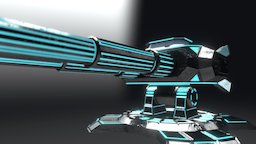 Fort level turret fort, turret, neon, weapon, sci-fi, technology