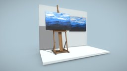 Oil Painting clouds, easel, picture, 2015, oil-painting, wolken, software-service-john-gmbh, handpainted, low-poly, pbr, decoration, dirk-john