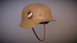 German Afrikakorps M35 Helmet ww2, german, m35, germany, wehrmacht, worldwar2, stahlhelm, low-poly, lowpoly, helmet, afrikakorps