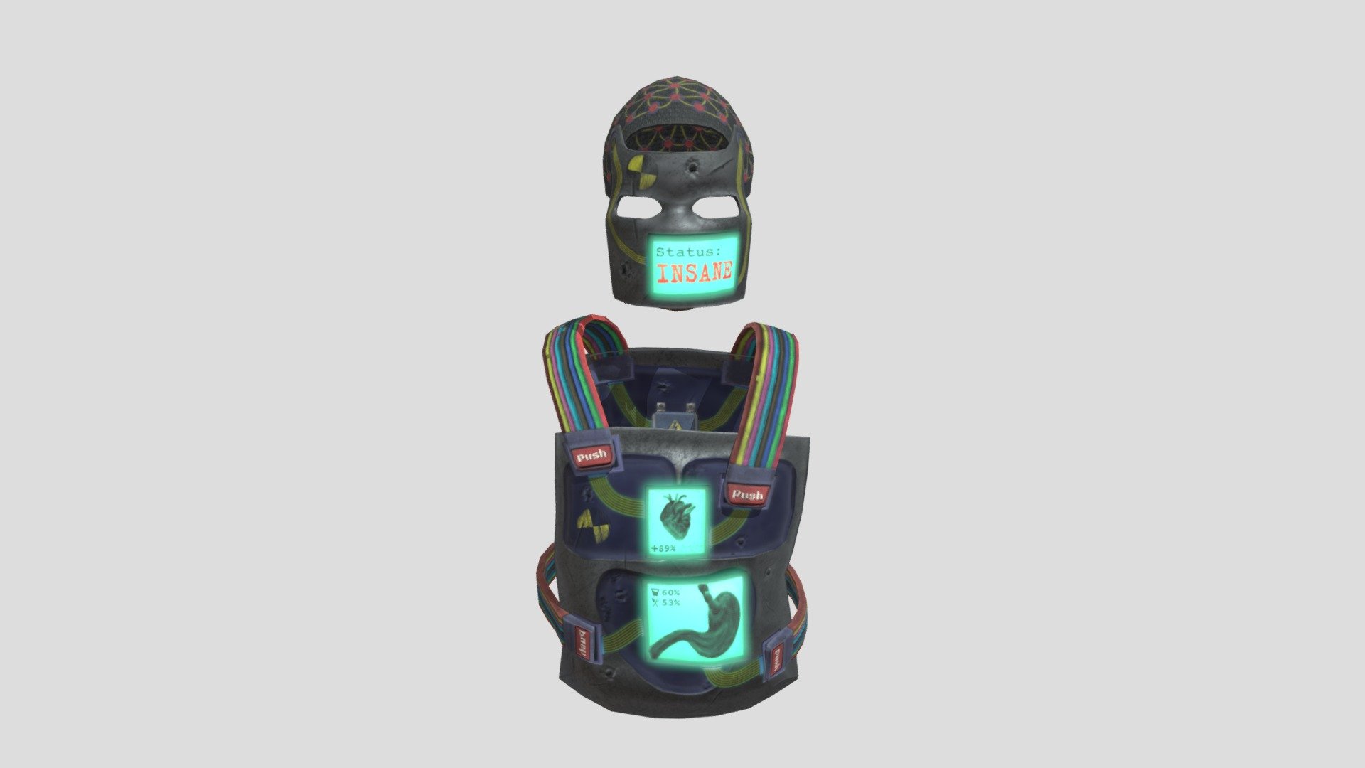 My new work for Rust. This is a kind of armor that was actively used. It also has some kind of monitors for receiving information, by the way, imitating the in-game hud. Thanks for attention 3d model