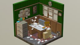 Minified Detective Room room, b3d, isometric, detective, isometric-room, isometricroomchallenge, minified, lowpoly, blender3d