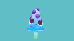Mushy Buddy plant, cute, mushroom, style, pet, gamedev, stylised, character, handpainted, unity, unity3d, cartoon, blender, art, blender3d, gameart, creature, stylized, monster, blue