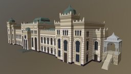 Baku-Sabunchi-Surakhani Railway Station architectural, classic, railway, realistic, low-polly, texture, building