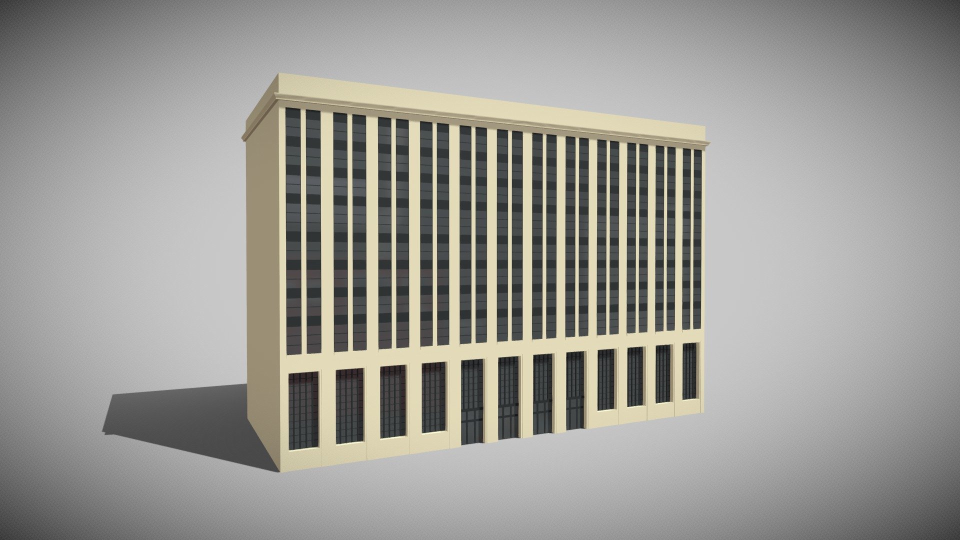 Detailed model of a Commercial Building with no interior, modeled in Cinema 4D.The model was created using approximate real world dimensions.

The model has 15,539 polys and 20,232 vertices.

An additional file has been provided containing the original Cinema 4D project files and other 3d export files such as 3ds, fbx and obj 3d model