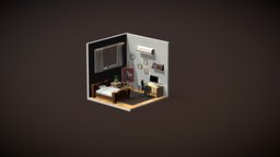 Bedroom Isometric bedroom, isometric, 3d-model, low-poly-model, 3d-art, maya, 3d, lowpoly, 3dmodel