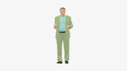 Man in age in bright brown suit 0936 suit, style, people, fashion, clothes, brown, bright, miniatures, realistic, character, 3dprint, model, man