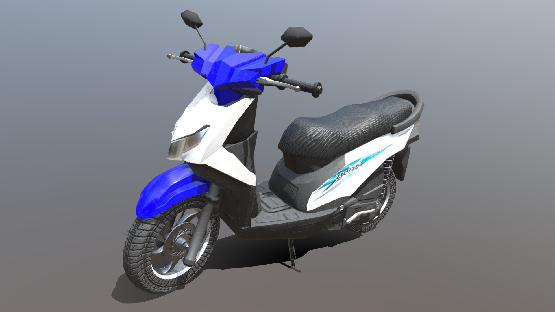 This is the most affordable automatic-transmission motorcycle by Honda. Many Indonesian people own this motorcycle, including me :) and I design this based on my own, but I focused on the body and skipped the small details 3d model