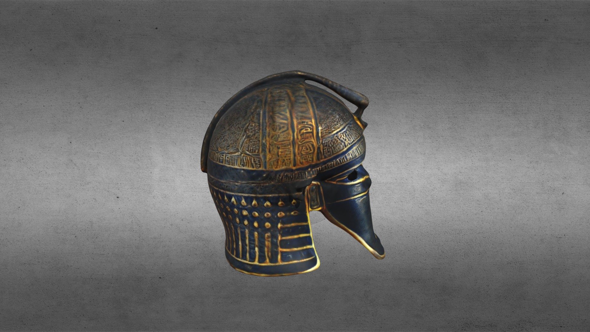 The helmet of an ancient Egyptian warrior, dark color, gilded.
Шлем древнеегипетского воина, темного цвета, с позолотой 3d model
