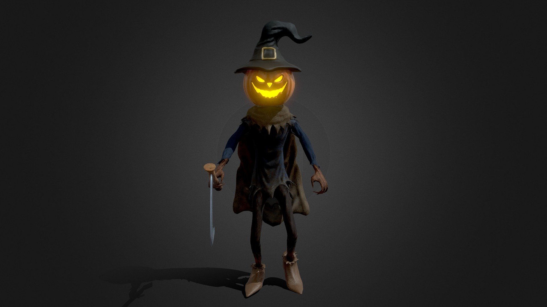 A scarecrow model that perfectly grabs the spirit of Halloween. A scare crow that haunts the night with a jack o lantern for a head a perfect stereotype for the holiday. A character that can easily be integrated in to any game of the horror genre to make even more terrifying. 

Technical details
•   Polycounts:  Vertices: 18.3K, Triangles: 47.536K.
•   Textures: PBR Textures
•   Files Format: Fbx
•   Textures Format: JPEG


Scary Pumpkin Scarecrow - Scary Pumpkin Scarecrow Character - 3D model by Charles Smith (Blitz Mobile Apps) (@BlitzMobileApp) 3d model