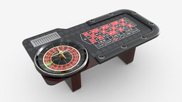 Casino European Table with Roulette Wheel wheel, red, gaming, money, play, table, casino, vegas, gambling, number, leisure, roulette, risk, gamble, chance, jackpot, bet, game, 3d, pbr