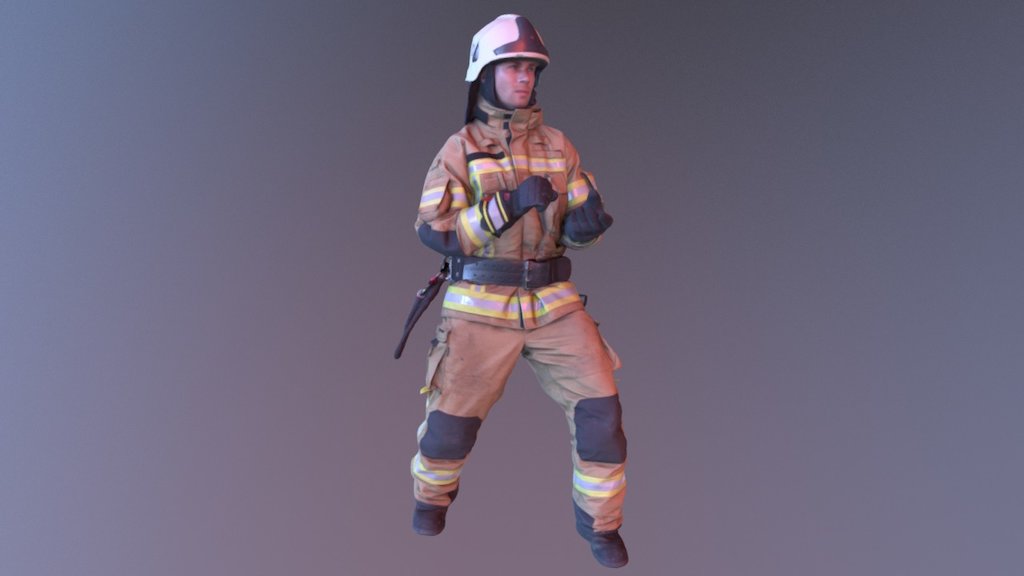 Scan of a german figherfighter - Firefighter_poly100k_tex2k - 3D model by SF (@3D_Cables) 3d model