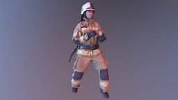 Firefighter_poly100k_tex2k photogrammetric, people, figure, action, fire, firefighter, character, scan, human