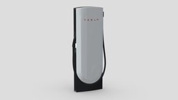 Tesla Charger Station V4 green, power, charger, energy, electrical, tesla, electricity, equipment, charging, vr, ar, plug, ev, public, station, part, connector, ecological, supercharger, asset, game, 3d, vehicle, low, poly, car, city, electric