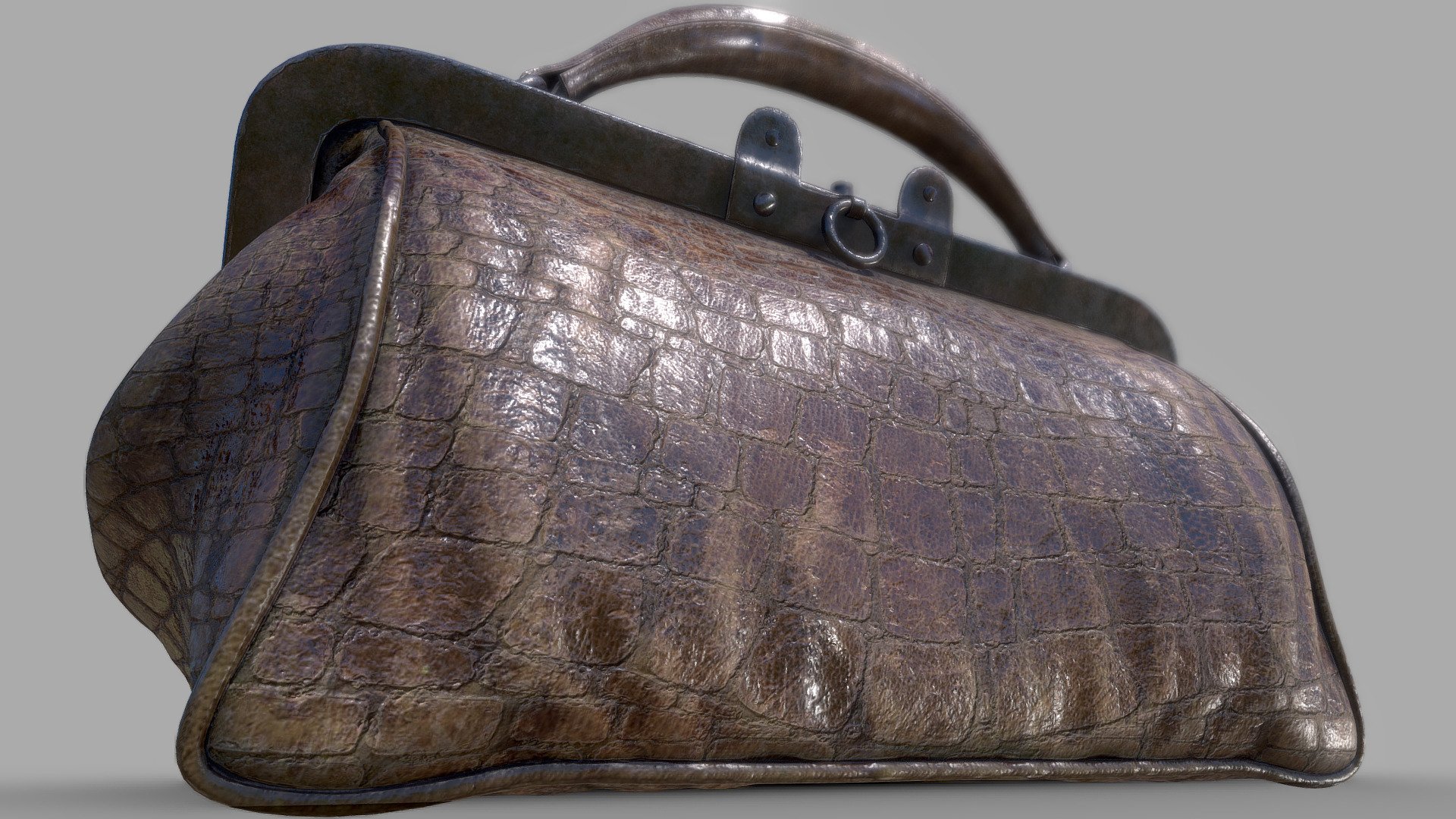 A vintage doctors bag made of aligators leather 3d model
