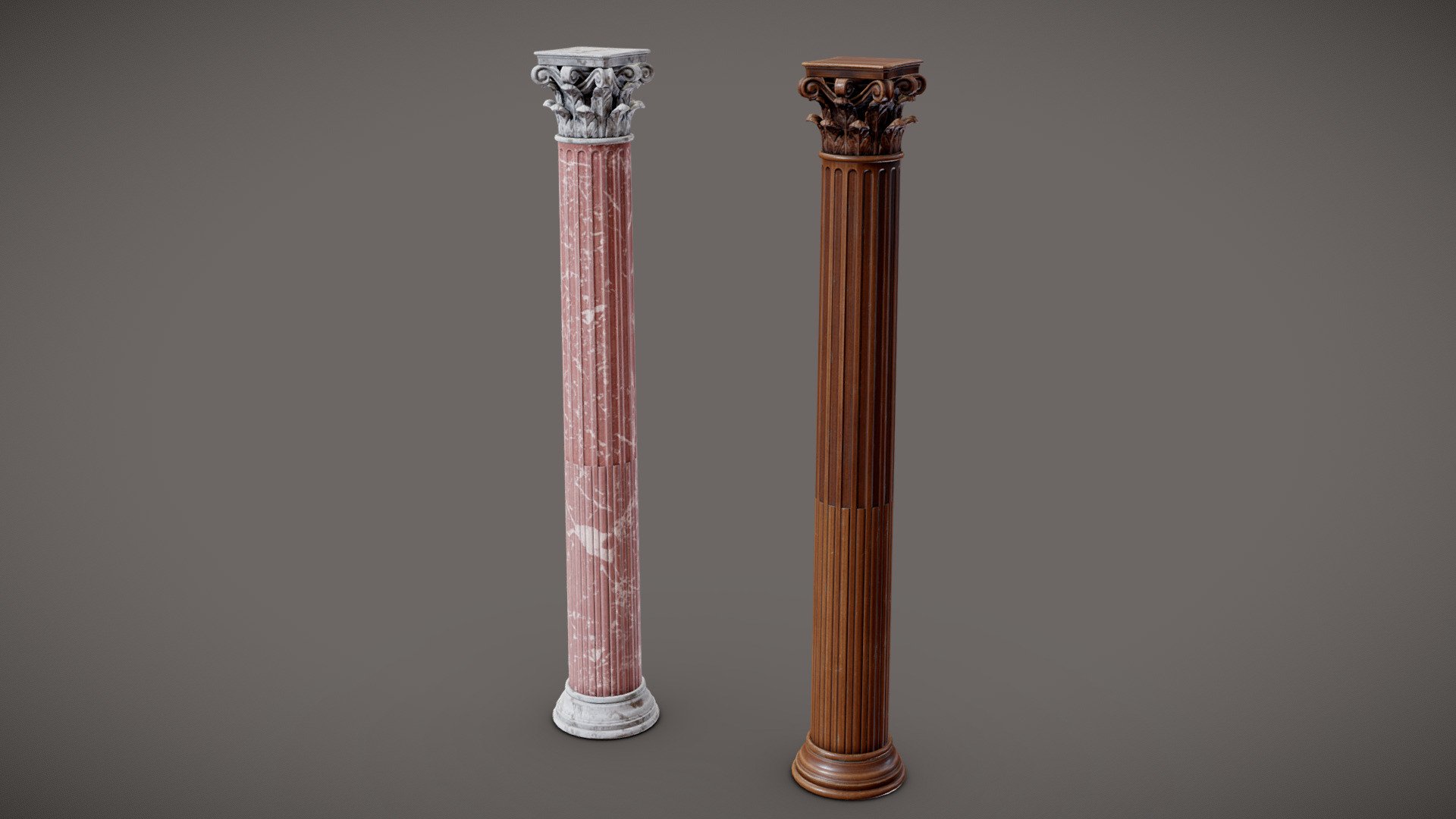 Neoclassical column with corinthian design 3d model