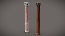 Antique column (wood/marble) greek, vintage, historical, antique, classic, corinthian, marble, realistic, neoclassical, pbr, wood, robot