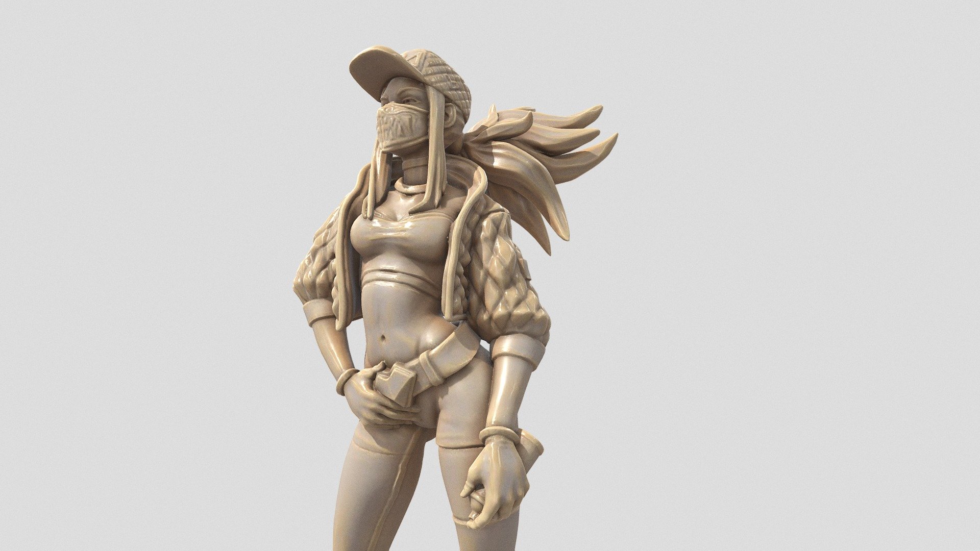 For 3d Printable version go here
https://thangs.com/designer/printedobsession/3d-model/KDA%20Akali%20-%20LEAGUE%20OF%20LEGENDS%20-%2030%20cm%20model.%20-57364?manualModelView=true 

Akali makes appearances next to other street performers in cities she is visiting. Combining mixed martial arts and the beat of her own rap lyrics, she delights audiences with her bold lyrical rap and punk ninja style 3d model