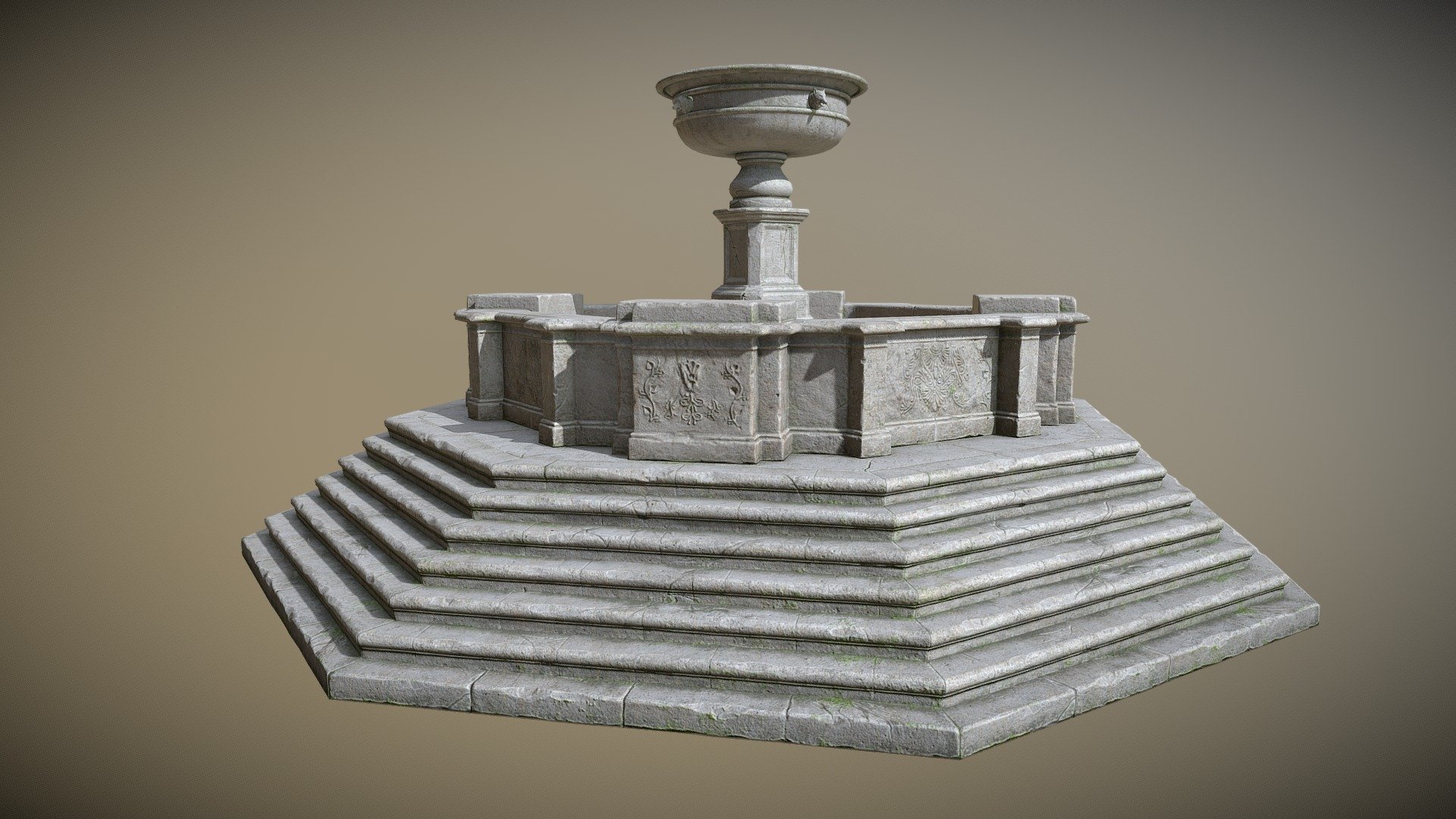 Low-poly 3d model of the Fountain with wolves heads contains:

1 object

1 material with 1 set of PBR textures (2048x2048px).

The additional zip-file includes:

- Textures for Unity 5 and Unreal Engine 4 (2048x2048 px, PNG, 8 bits/Channel)

- Source file in Blender 2.79 with low-poly model and decimated high-poly model for retopology. The scene has material and textures for render with Cycles Render

- Ztool (Zbrush 4r8) with decimated high-poly source model

-  Decimated high-poly source model for bake in FBX 2012 format.

-  Normal base (baked normals from high-poly model, before texturing, 2048x2048 px, PNG, 16 bits/Channel) - Fountain with Wolf Heads - 3D model by Stan (@Stas_SayHallo) 3d model