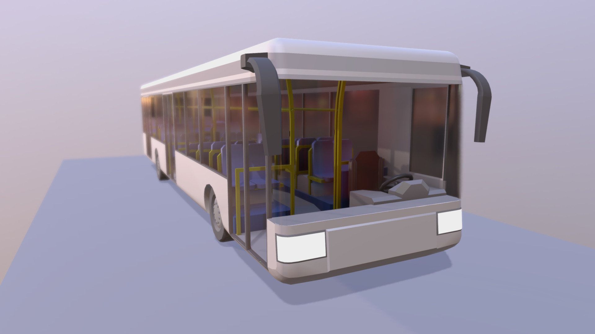 Ein einfacher Stadtbus mit sehr wenig Polygonen und Interieur 3d model