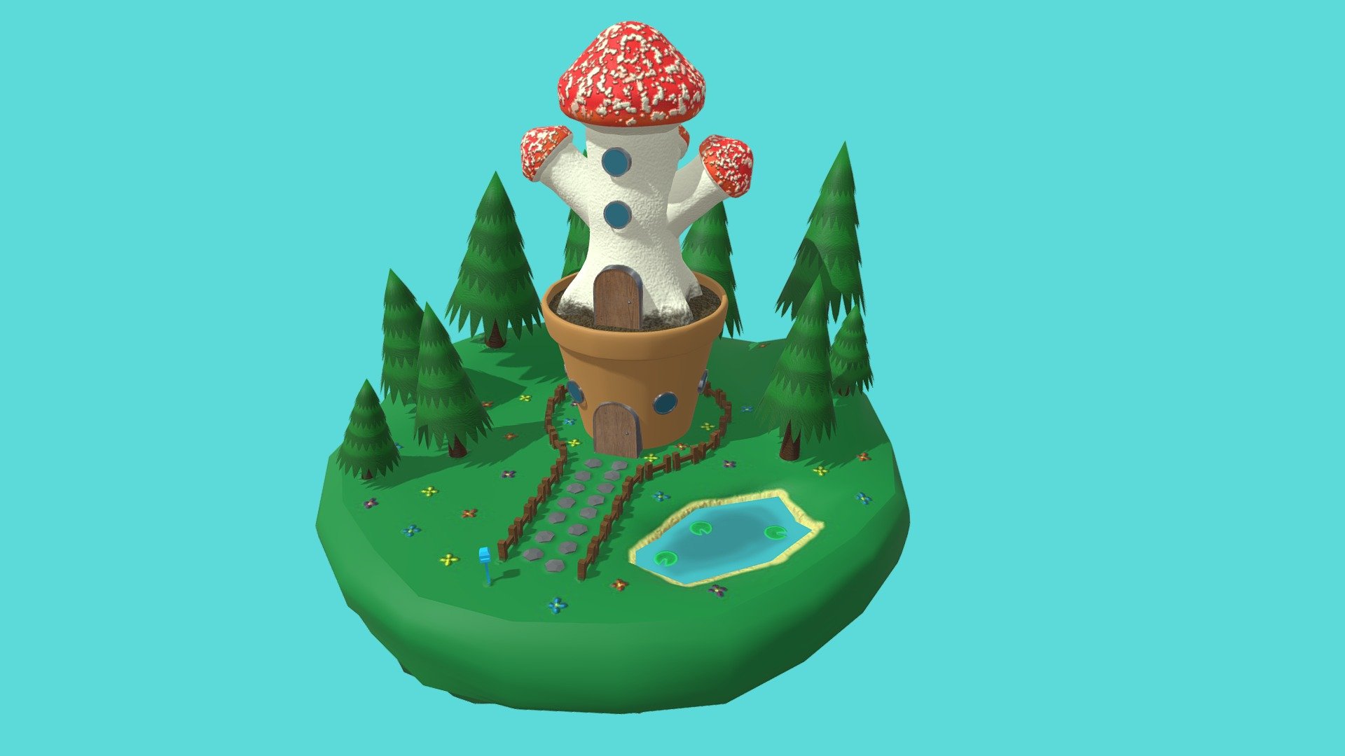 Mushroom House - Download Free 3D model by Adam Tabone (@Adamoo) 3d model