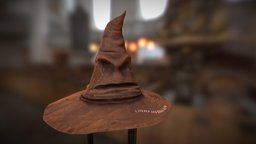 Sorting Hat hat, wizard, leather, props, harrypotter, dumbledore, sortinghat, characters, fantasy, magic