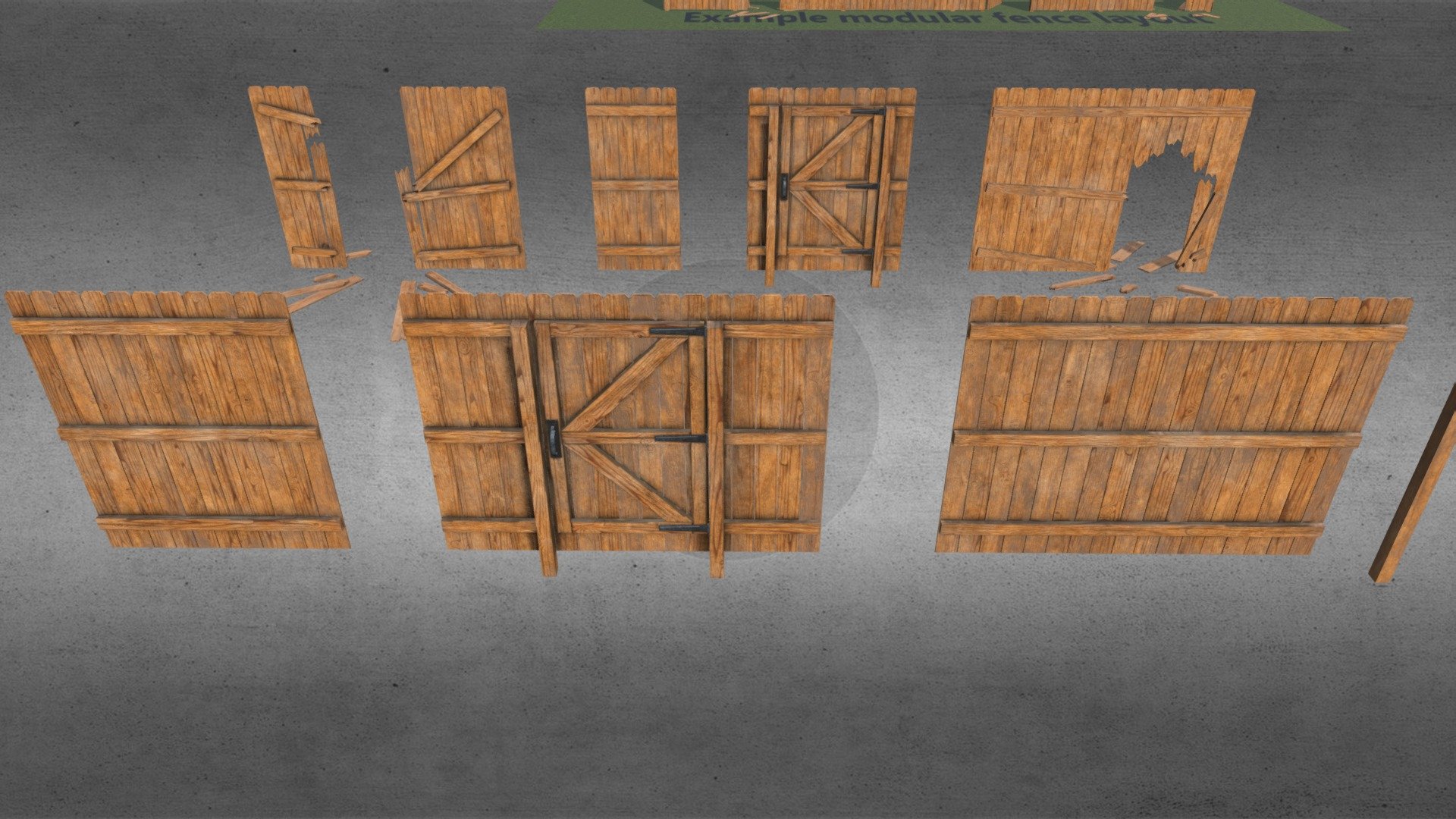 This modular privacy fence pack includes doors that can open and close, and two damaged fence sections. Damaged fence sections are designed for game projects allowing players or NPCs to get through the fence if required. Low-poly, game ready with each fence section between 100 - 1100 polygons. 

This modular fence pack also includes 4 different texture options including both wood and stylized wood texture maps.

All fence sections have PBR materials (Diffuse, Emissive, Normal, and OcclusionRoughMet maps).
**Note - the texture naming convention is: ** (mesh name)(mesh name + map)(texture type)

Feel free to use for any project. All feedback is welcome and appreciated. Check out my other models to populate your project. Thanks for checking out my stuff and the likes.




Check out all my other models including this most recent model.
 - Privacy Fence Pack (with damaged sections) - Download Free 3D model by TampaJoey 3d model