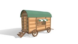 Green Circus caravan green, circus, caravan, medievalfantasyassets, lowpoly, gameasset, gameready