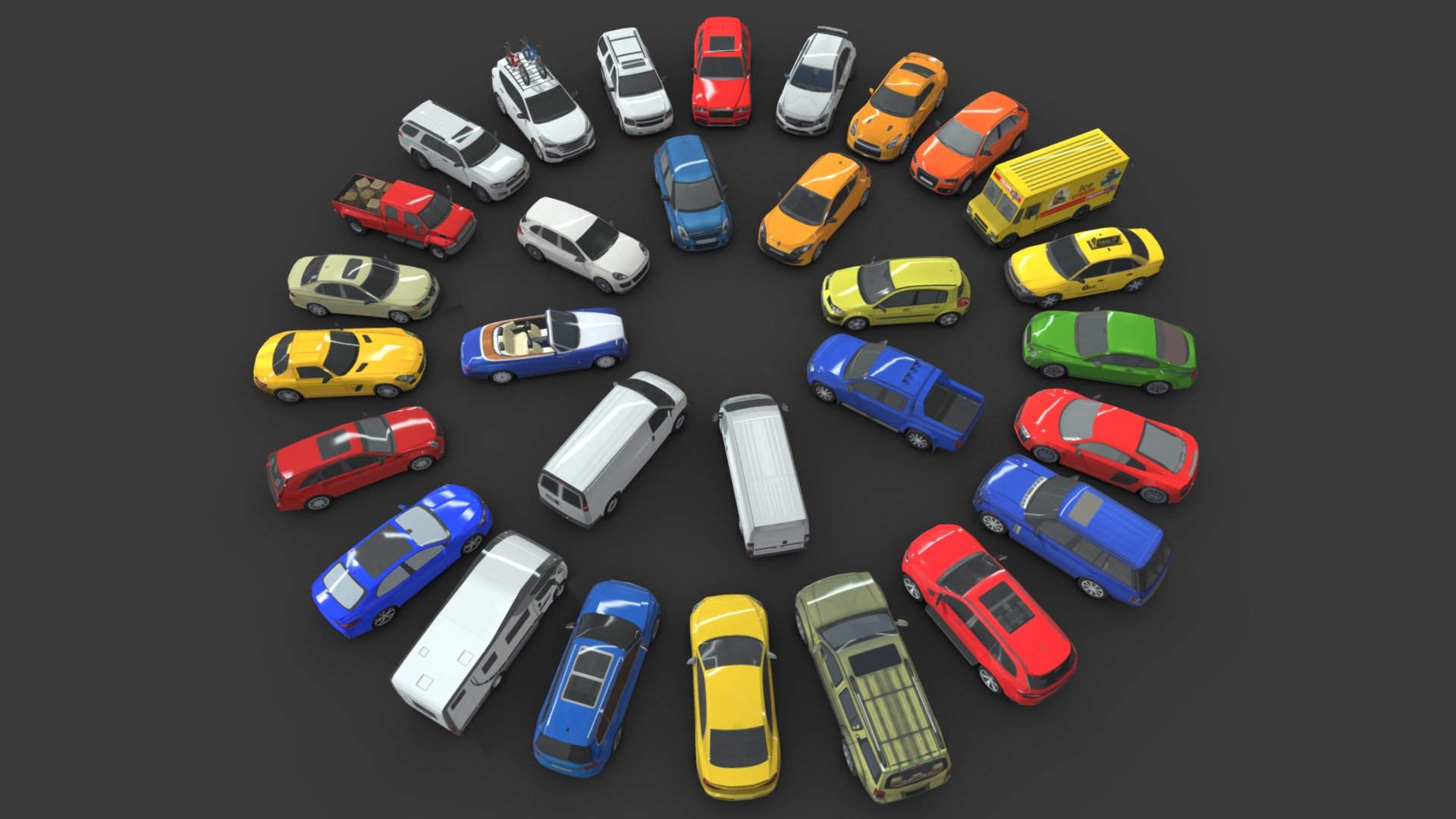 Full car pack low-poly (30 models)

This pack includes 30 vehicles which are low-poly. You can use all of these vehicles in your games.

Low poly

30 models

Average poly count: 3/000 tris.

Textures size : 2048 * 2048

(BMP)_10241024(bmp)_30003000(bmp)_512*512(bmp)

Textures High Quality - City Cars Pack 1 - Buy Royalty Free 3D model by Sidra (@sajadrabiee.1994) 3d model