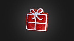 Gingerbread Gift 1(LowPoly) christmas, gift, gingerbread, blender, lowpoly, scan, polycam