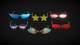 Sunglasses Pack 2 jewellery, cloth, dragonfly, fashion, lips, wings, accessories, cloud, party, sunglasses, stars, neon, glasses, trend, instagram, streetwear, halloween, sunglasses-reflective, rimless