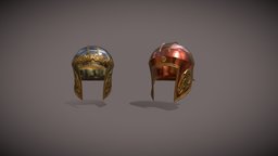 Illyrian-type helmets armor, heritage, illyrian, baked, mods, props, antiquity, ancient-cultures, total_war, helmet-3d-model, blender, gameasset
