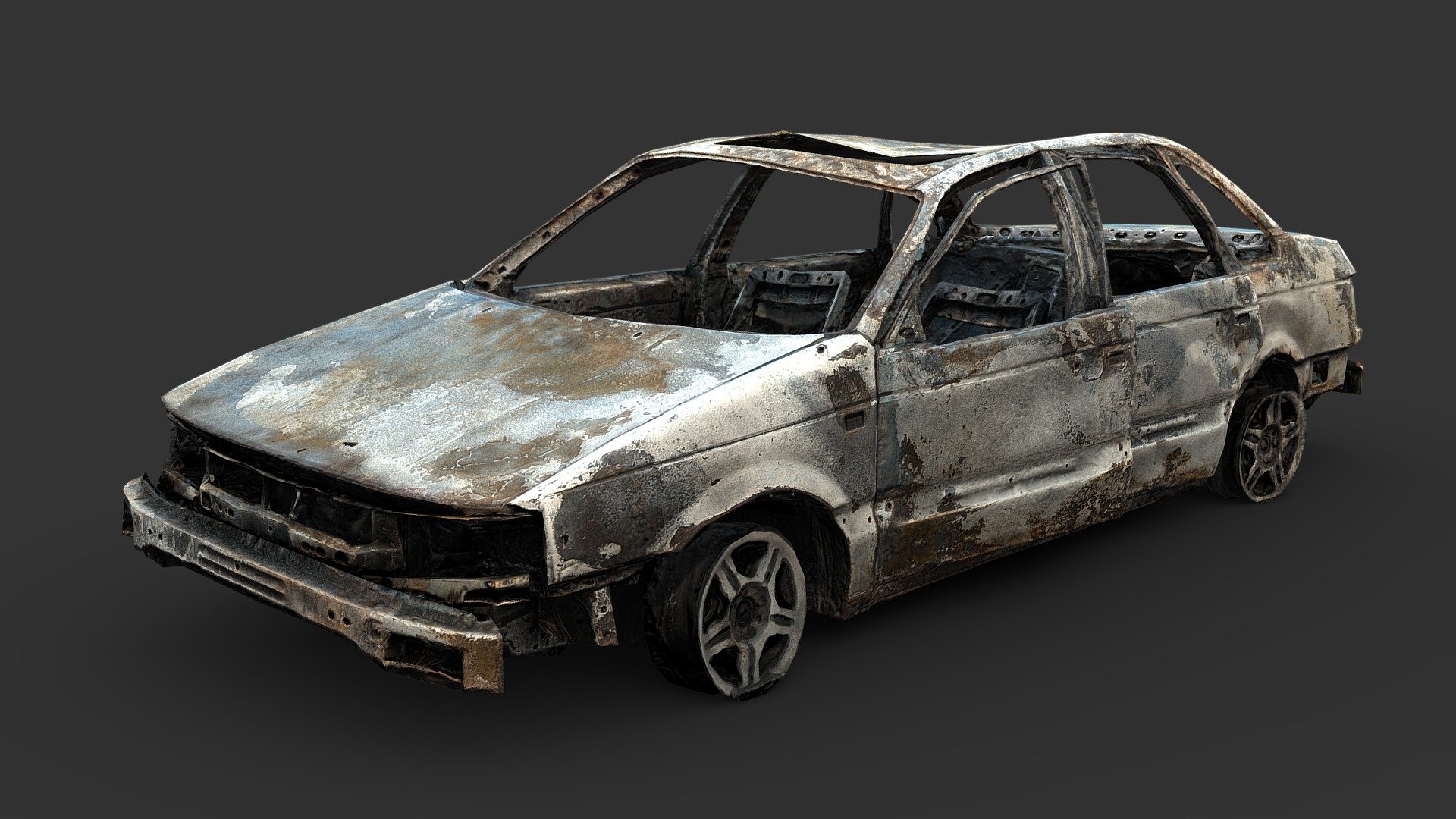 Gameready model made from 3D scanned data of a burned-out car, I actually can't tell what kind of car this once was, all of its defining features have been burned away

Made in Realitycapture, Zbrush, 3DSMax, and Substance Painter
Includes 4k PBR textures - Burned-Out Car - Buy Royalty Free 3D model by Renafox (@kryik1023) 3d model