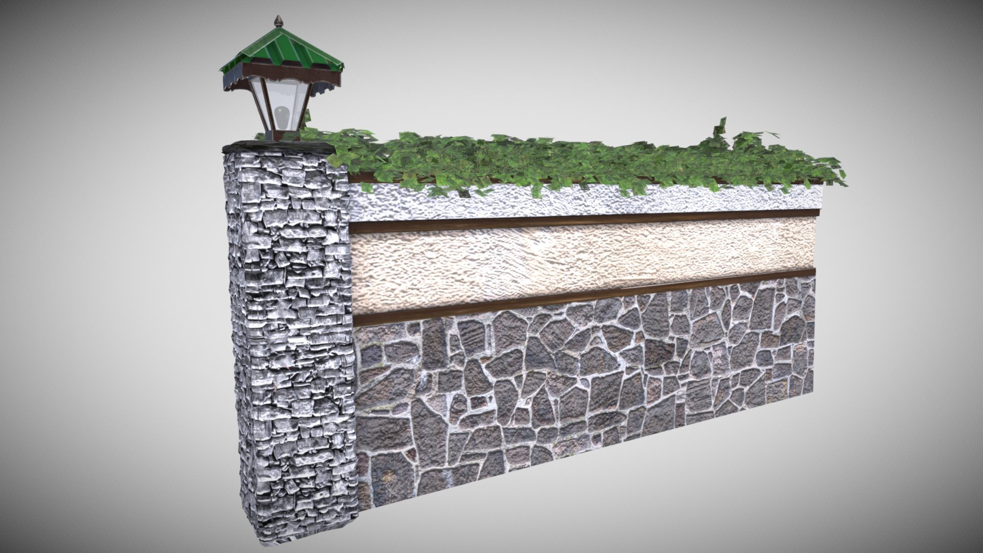 Modular Fence Wall in Stone - Dunga Wall Rock - Buy Royalty Free 3D model by Francesco Coldesina (@topfrank2013) 3d model