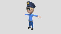 Police walking police, policeman, lowpolycharacter, character