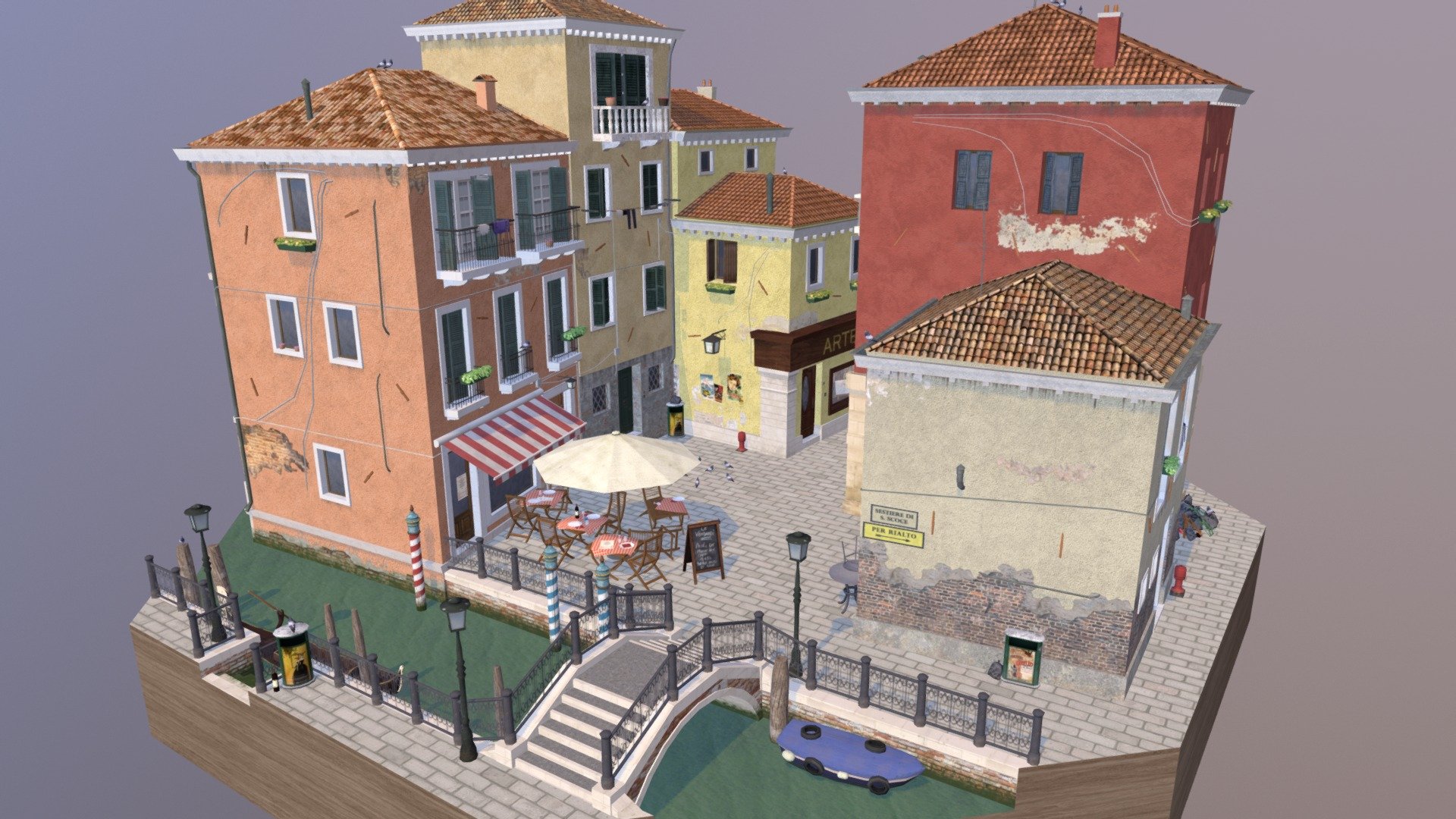 Low poly cityscene Venice by Lucas Van Hooste - 1DAE IGP20 - Cityscene Venice - 3D model by LucasVH 3d model