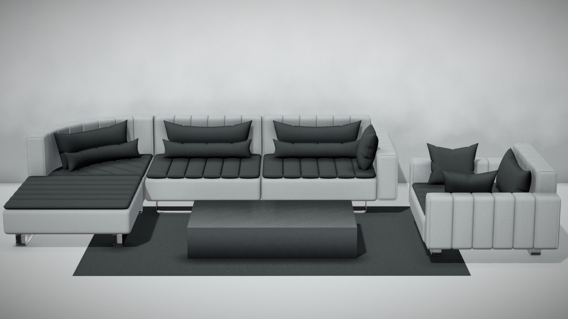 Thats a Sofa Set with 5 different Sitting places.
They can be rearranged to match with the adjacent Sides 3d model