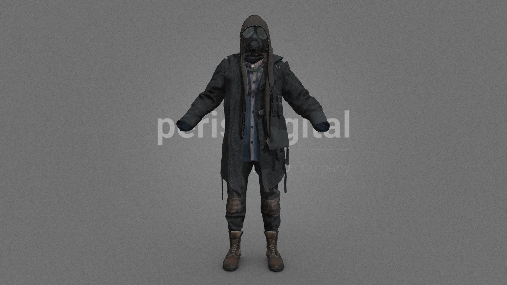 Grey knitted cap with black leather embroidery and silver rivets, gas mask, three-quarter length black suede military jacket with zippered pockets and hood, blue wool sweater buttoned, beige short sleeve mesh shirt, grey military vest, brown trousers with suede knee patches, brown military leather boots with lace




They are optimized for use in 3D scenes of high polygonalization and optimized for rendering

We do not include characters, but they are positioned for you to include and adjust your own character

They have a model LOW (_LODRIG) inside the Blender file (included in the AdditionalFiles), which you can use for vertex weighting or cloth simulation and thus, make the transfer of vertices or property masks from the LOW to the HIGH** model

We have included the texture maps in high resolution, as well as the Displacement maps, so you can make extreme point of view with your 3D cameras, as well as the Blender file so you can edit any aspect of the set

Enjoy it.

Web: https://peris.digital/ - Wasteland Series - Model 06 - Buy Royalty Free 3D model by Peris Digital (@perisdigital) 3d model