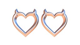 Brooch Heart Diablo jewellery, diablo, heart, jewelry, pendant, 3d-print, horn, brooch, 3dprint, hardsurface, highpoly