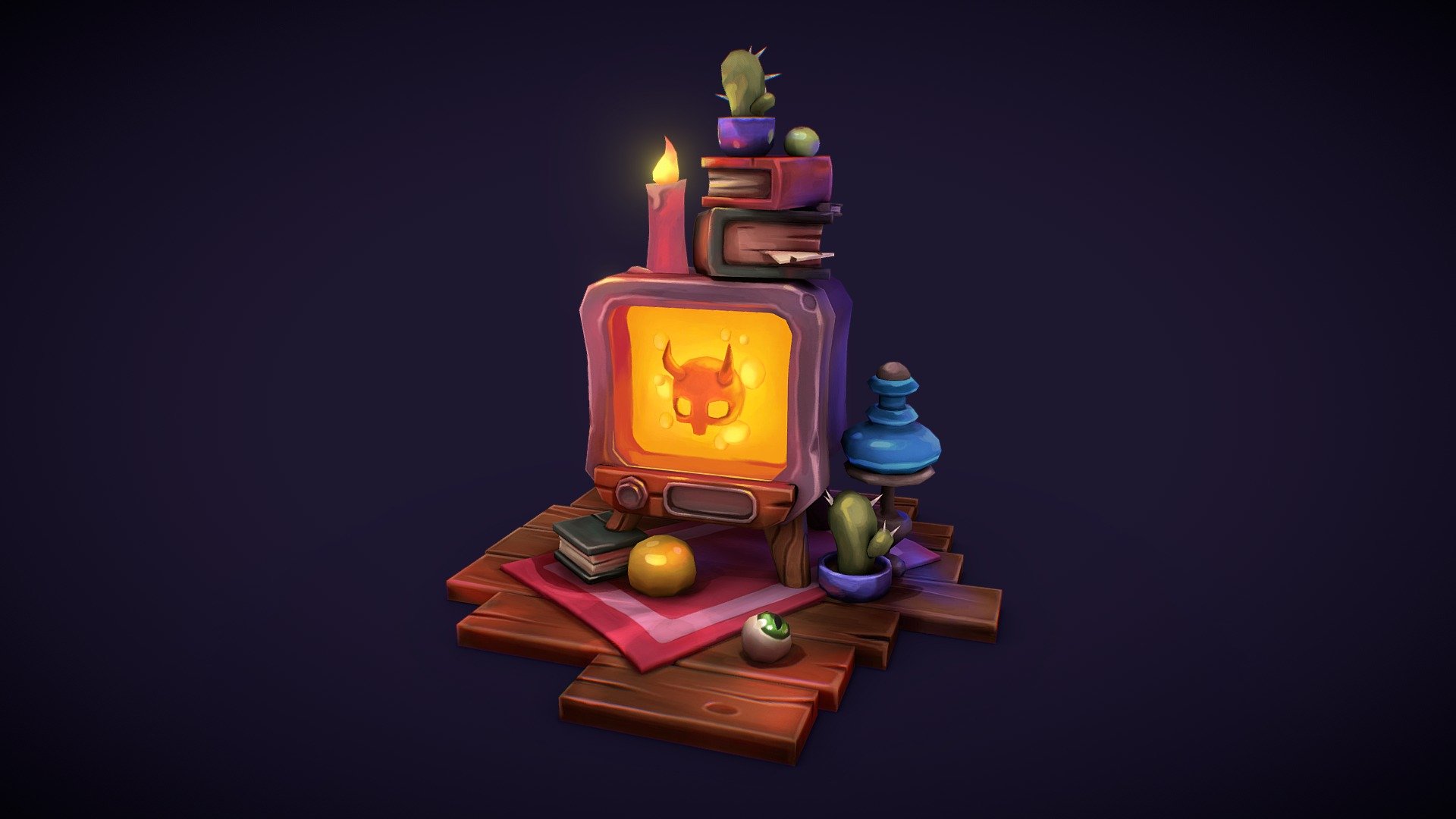 Quite a fire view, huh?

A little tribute to spooky season, right in time for Halloween. 
Took me a while, but I finally got my head around the interface and shortcuts in Blender :D


Based on a concept  by Vitaliya Vivilil ✨ - Hell-O there! - 3D model by Miray Scheidel (@Miandray) 3d model