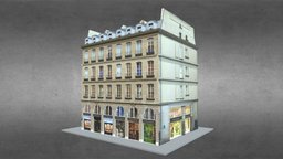 Typical Paris Building 01 france, paris, eiffel, skyline, cafe, european, hotel, restaurant, urban, road, town, old, cityscape, metropolitan, tenement, haussmann, house, city, building, street, shop