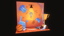Sports Wall room, shoe, basket, medal, prize, cup, sport, ball