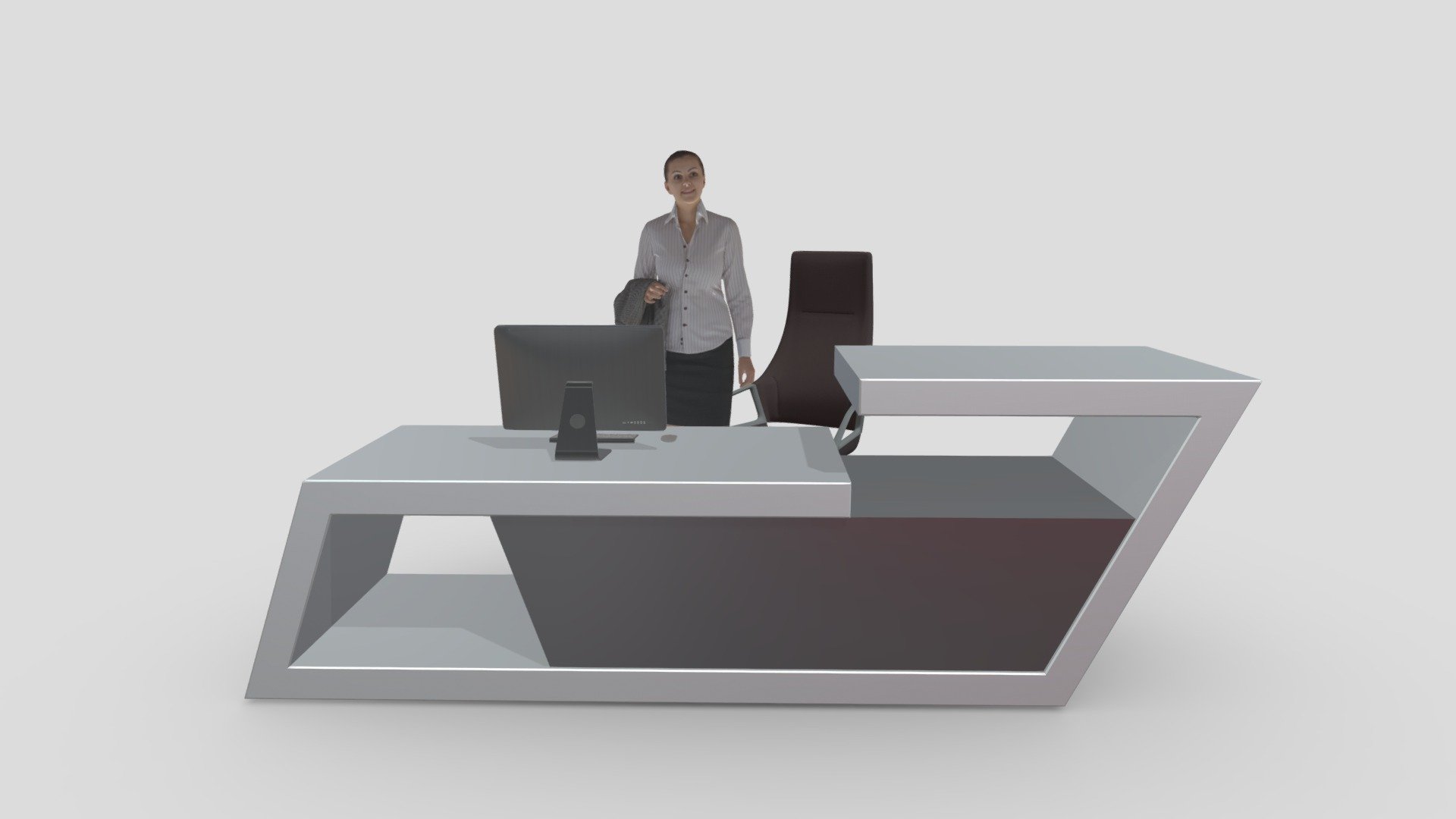 Reception Desk - 017

Native Format File : 3Ds Max 2020 &ndash; Rendering by Vray Next

File save as : 3Ds Max 2017 with converted all object to Editable Poly.

Exporting Formats :
Autodesk FBX ( .fbx ) and OBJ ( .obj &amp; .mtl ).

All 10 Texture maps are include as JPG.

Support 24/7 3d model