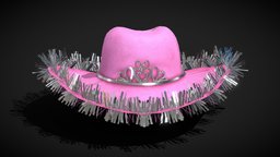 Pink Cowboy Hat / Tiara Cowgirl hat, fedora, diamonds, princess, cap, cloth, fashion, accessories, clothes, crown, cowboy, pink, ar, shiny, headdress, cowgirl, cowboyhat, tiara, instagram, headwear, rodeo, fashion-style, low-poly, lowpoly, y2k, instagramfilter