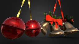 Christmas Bells decoration bells, xmas, christmas, festive, low-poly, lowpoly, decoration