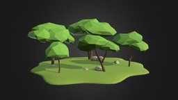 Acacia Island lowpoly tree, plant, landscape, forest, grass, africa, set, acacia, island, nature, game-asset