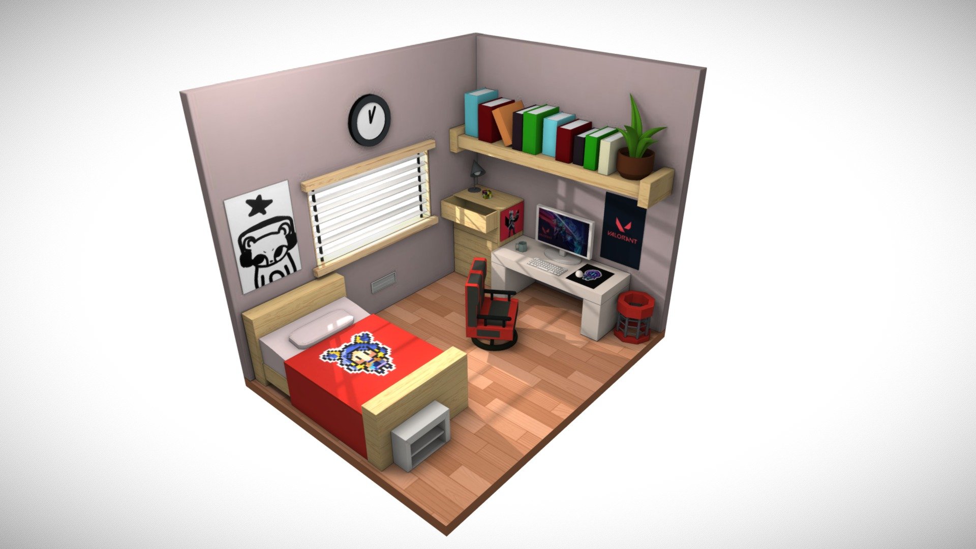 This is my first experience with Blender!
Room for Valorant enjoyers:D - Gamer Room - 3D model by quarises 3d model
