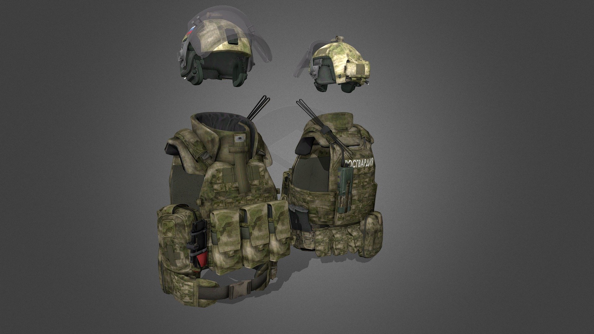 Attachment assets for Grand Theft Auto San Andreas.
Camouflage - A-TACS FG /  Russian Moh
Helmet - Voin Kiver with Armour Glass
Armour - Warror Assault Systems with Warbelt WAS and Ars Arma protector - Armour Kit of Russian Special Forces Rosgvardiya - 3D model by KiPPER (@KiPPERStudio) 3d model